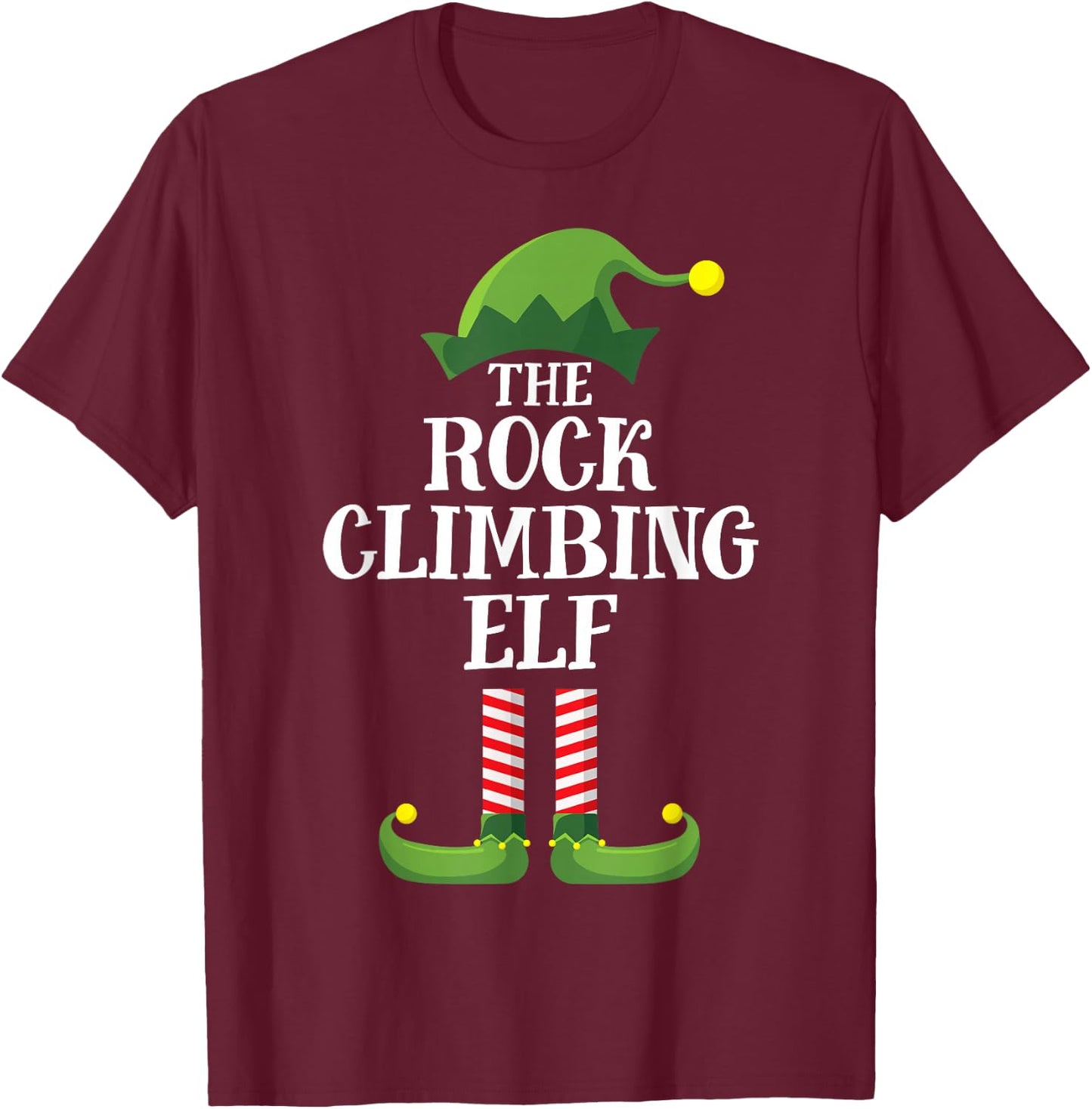 Rock Climbing Elf Matching Family Group Christmas Pyjamas T-Shirt - T-Shirt | Maroon