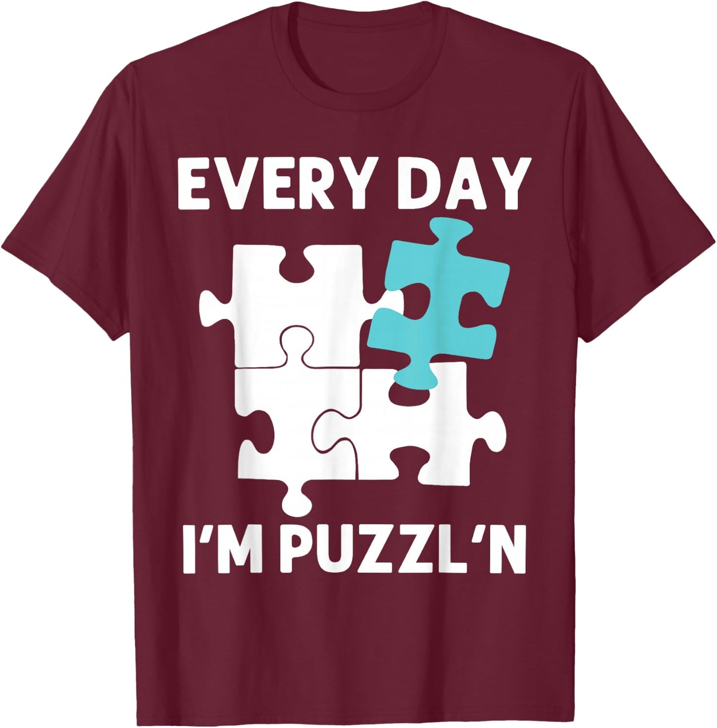 Funny Jigsaw Puzzle Design Women Adults Puzzle Lover T-Shirt - T-Shirt | Maroon
