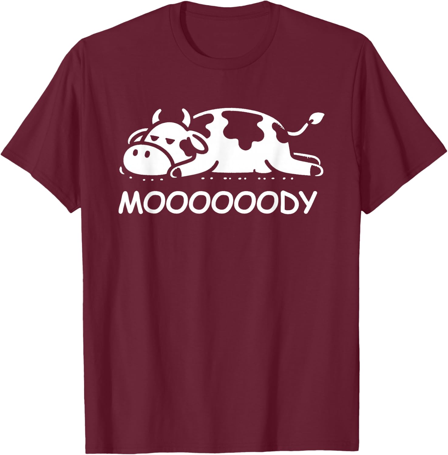 Cow Moody Funny Sleepy Cow Lazy Cow T-Shirt - T-Shirt | Maroon