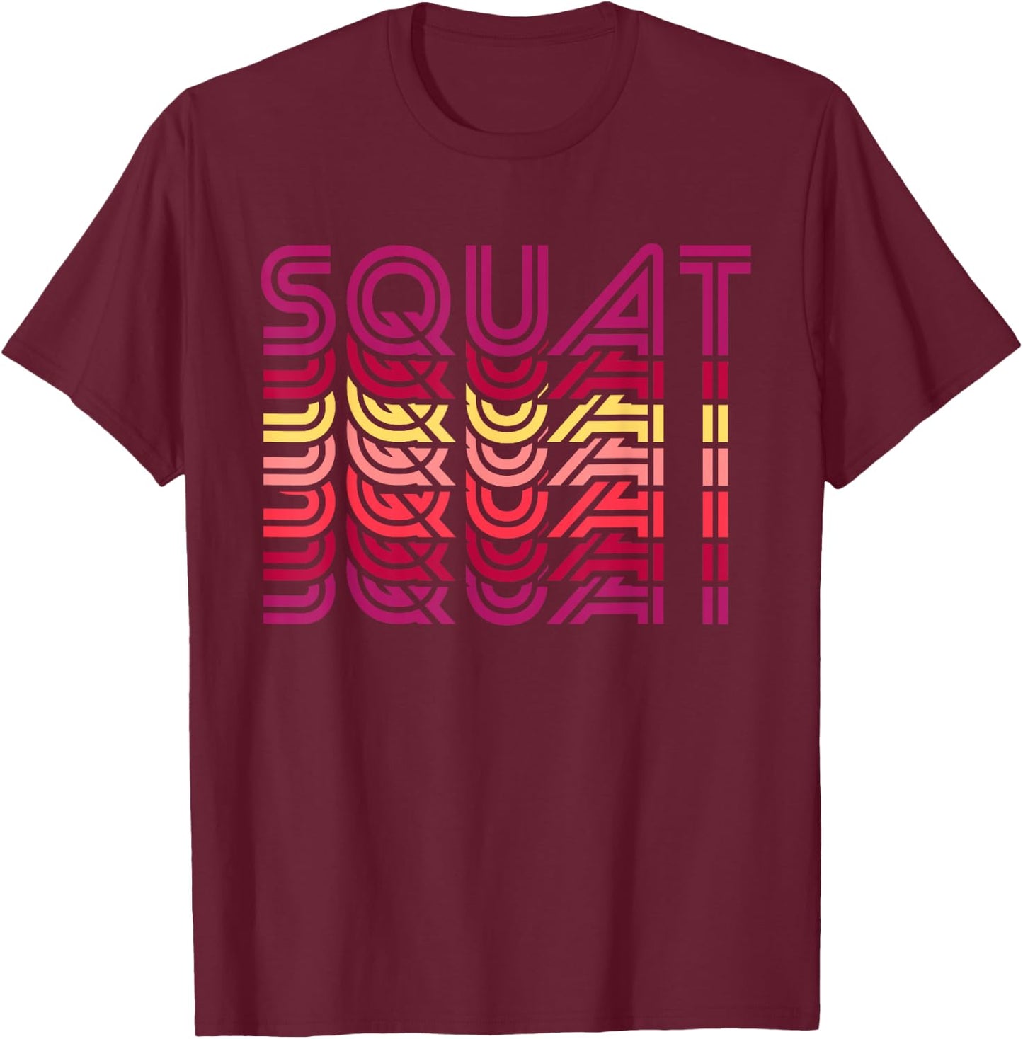 Squat Retro Vintage Funny Fitness Workout Gym Exercise T-Shirt - T-Shirt | Maroon
