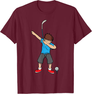 Dabbing Golf Boy Shirt | Cool I Love Golf Gift T-Shirt - T-Shirt | Maroon
