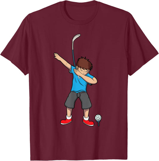 Dabbing Golf Boy Shirt | Cool I Love Golf Gift T-Shirt - T-Shirt | Maroon
