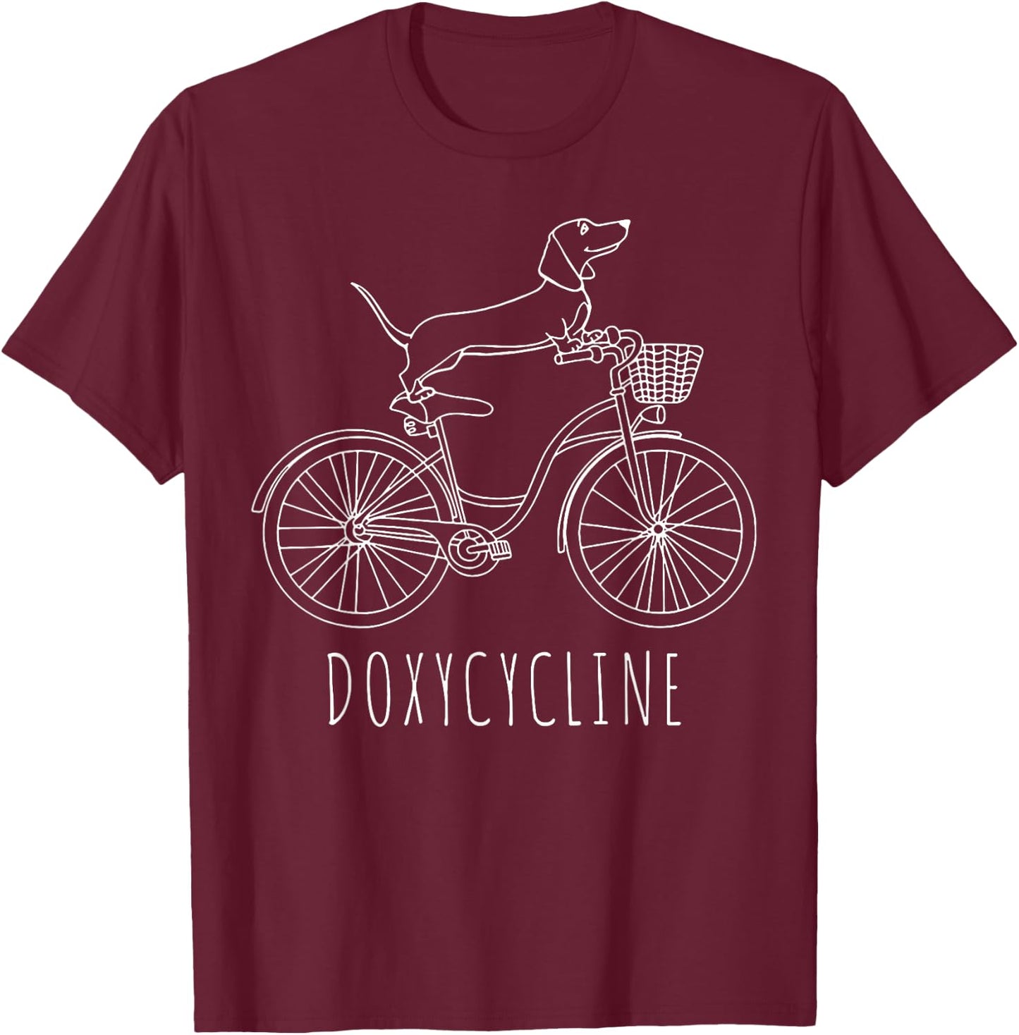 Doxycycline Funny Dachshund Cycle T-Shirt - T-Shirt | Maroon