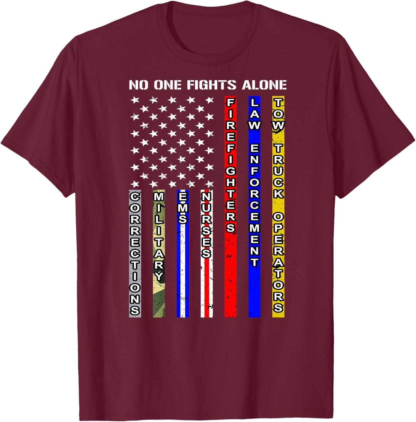 No One Fights Alone Shirt T-Shirt - T-Shirt | Maroon