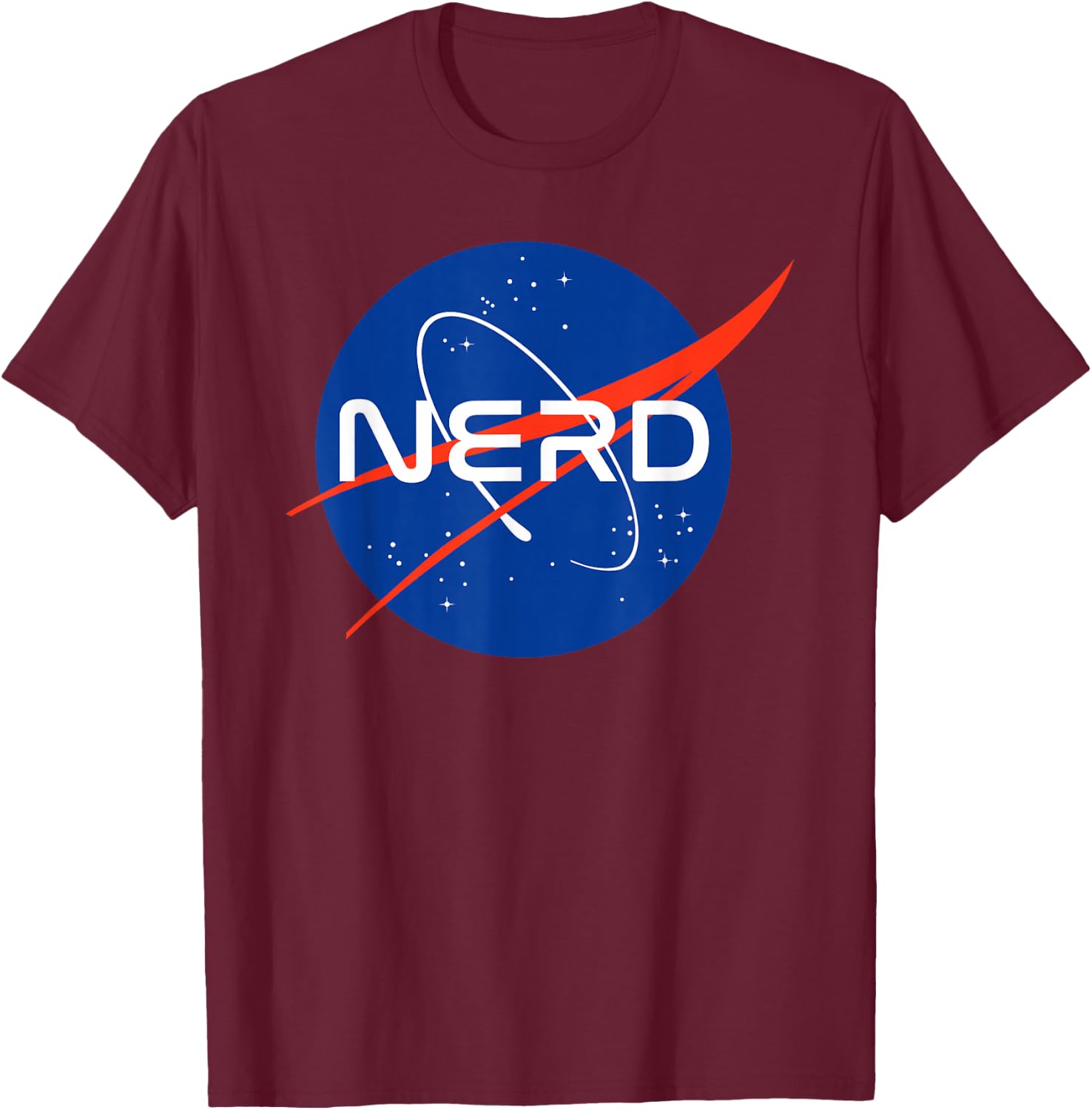Nasa Nerds NASA Nerd , Kids, , Short Sleeve, Black, Small, Space-Themed, Cotton 100% T-Shirt - T-Shirt | Maroon