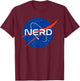 Nasa Nerds NASA Nerd , Kids, , Short Sleeve, Black, Small, Space-Themed, Cotton 100% T-Shirt - T-Shirt | Maroon