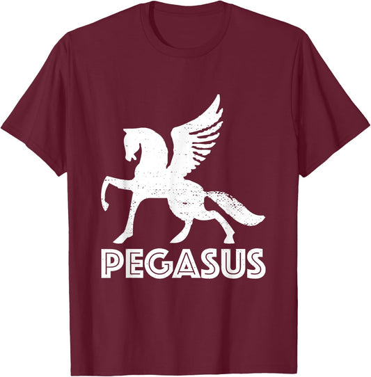 White Pegasus T Shirt Distressed Magic Unicorn Horse Galaxy T-Shirt - T-Shirt | Maroon