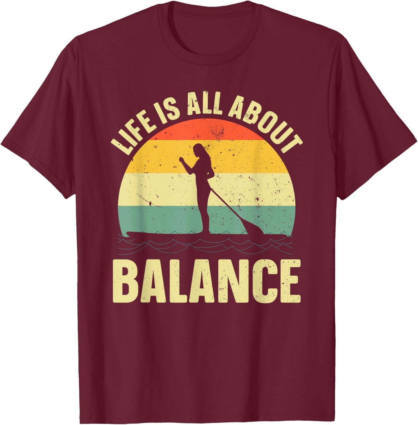 Paddleboard Art Women Paddleboarding Paddle Board T-Shirt - T-Shirt | Maroon