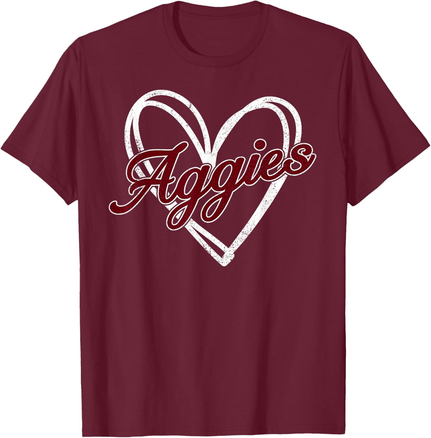 Retro Personalized Aggies-Heart Men Women Kid T-Shirt - T-Shirt | Maroon
