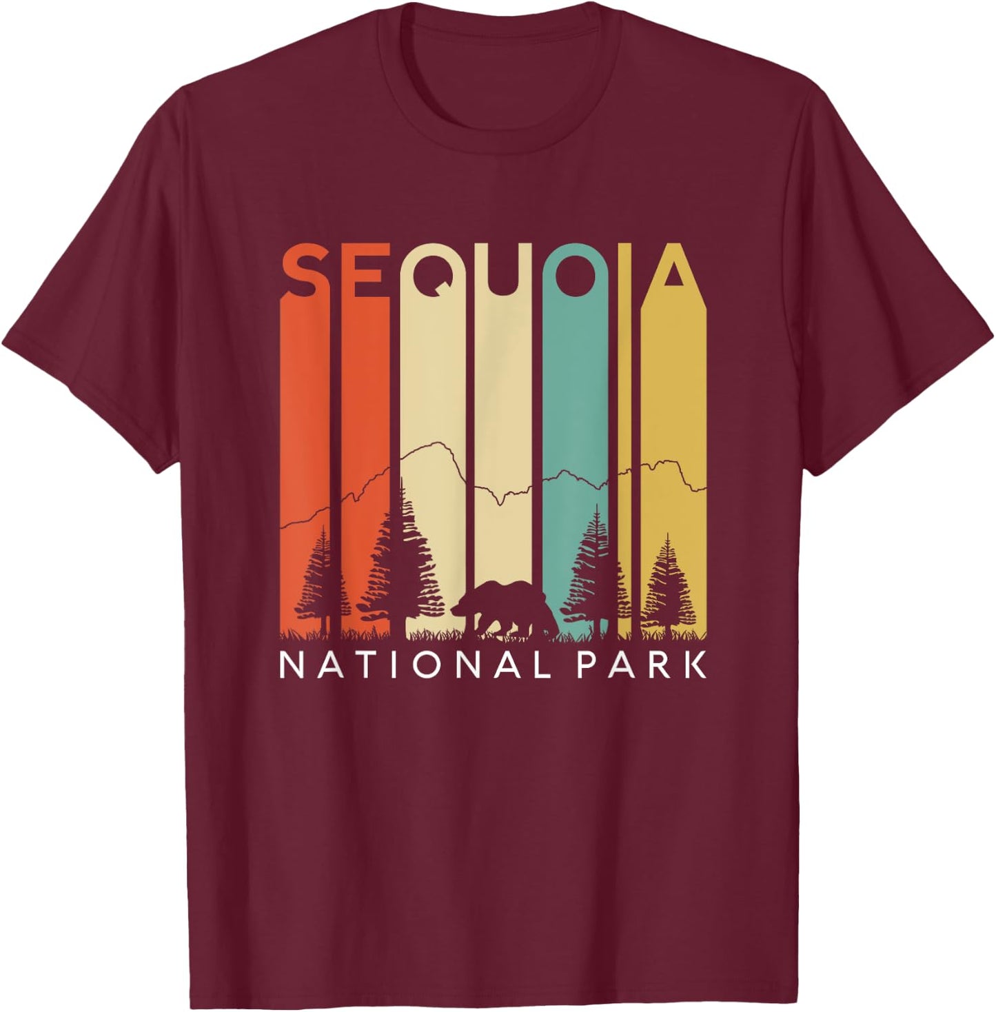 Sequoia National Forest Retro Camping California Kern River T-Shirt - T-Shirt | Maroon