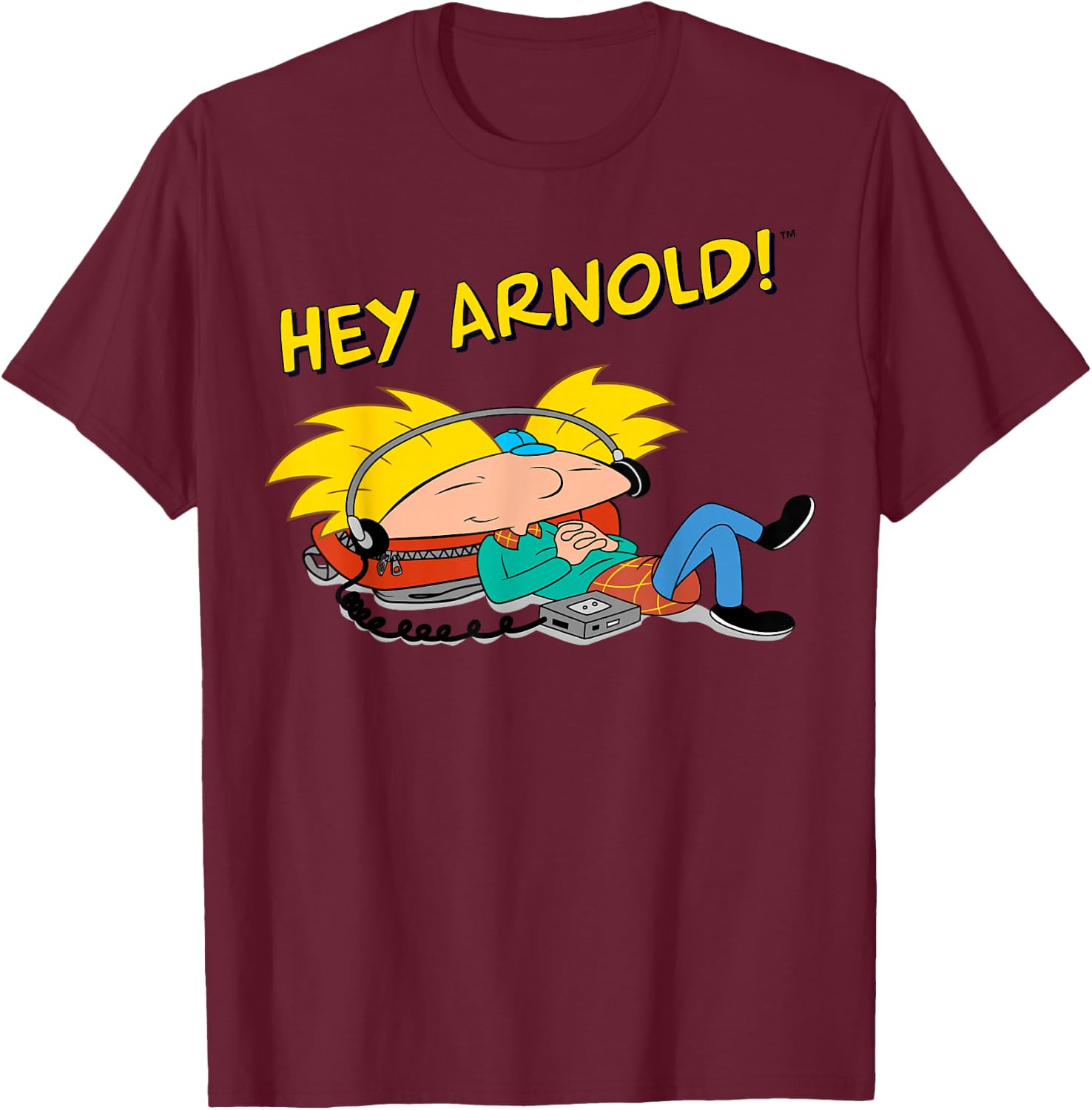 Nickelodeon Hey Arnold Chillaxing T-Shirt - T-Shirt | Maroon