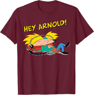 Nickelodeon Hey Arnold Chillaxing T-Shirt - T-Shirt | Maroon