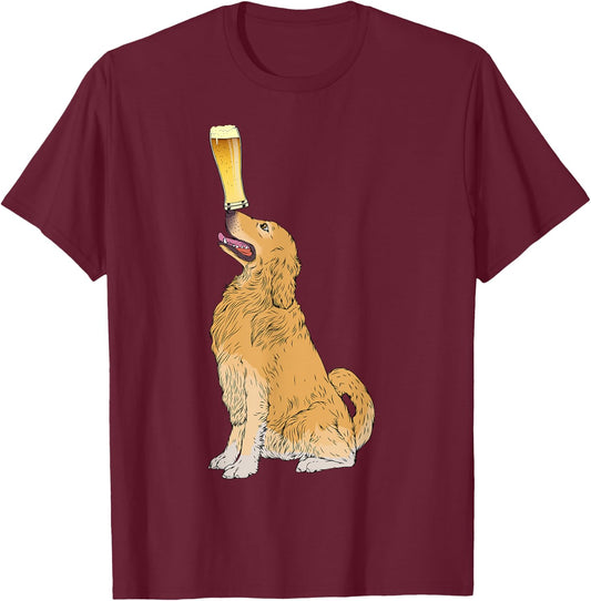 Golden Retriever Beer Lovers Shirt Craft Beer T-Shirt - T-Shirt | Maroon