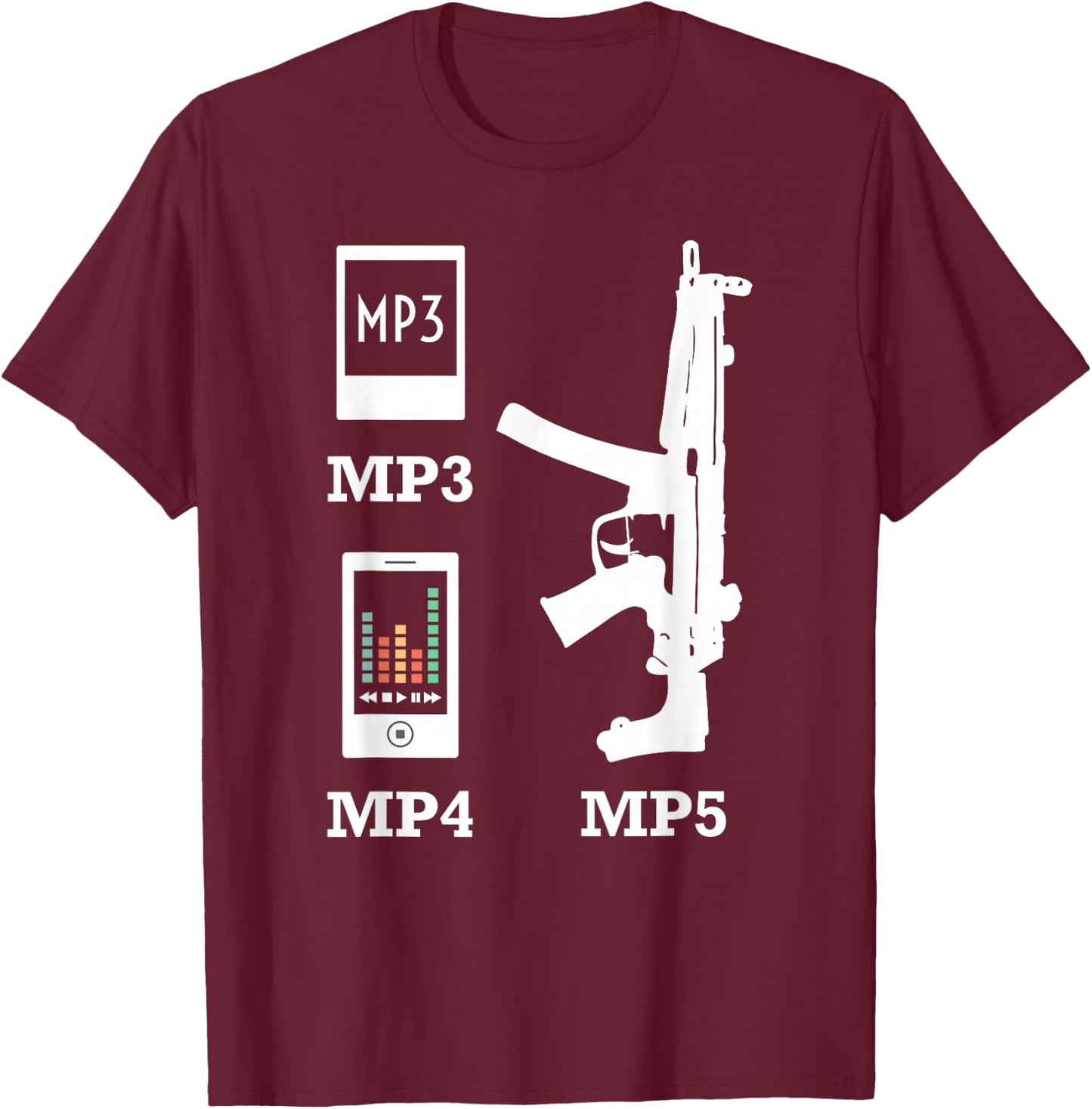 MP3 MP4 MP5 Vintage 2nd Amendment American Music T Shirt T-Shirt - T-Shirt | Maroon
