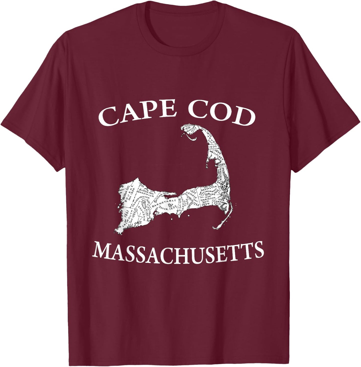 Cape Cod Map T Shirt T-Shirt - T-Shirt | Maroon