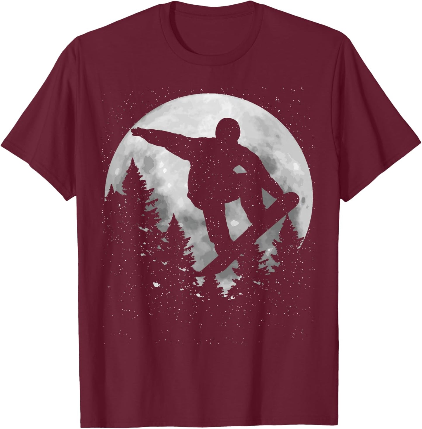Snowboard Moon Snowboarding Winter Sports Snowboarder Gift T-Shirt - T-Shirt | Maroon