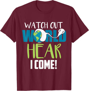 Hear I Come For Cochlear Implant Awareness T-Shirt - T-Shirt | Maroon