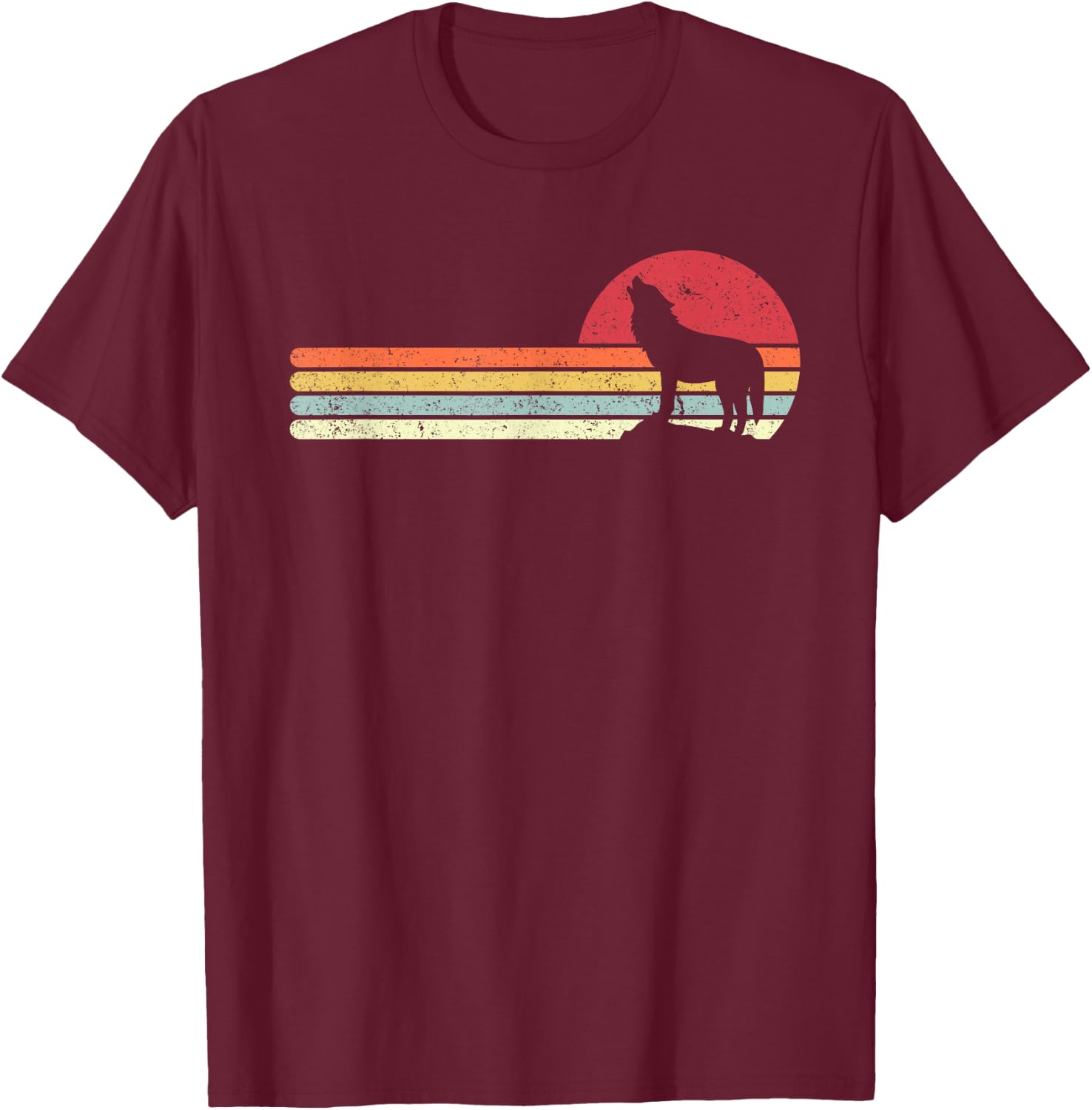 Pack A Punch Retro Wolf Graphic , Black, Small T-Shirt - T-Shirt | Maroon