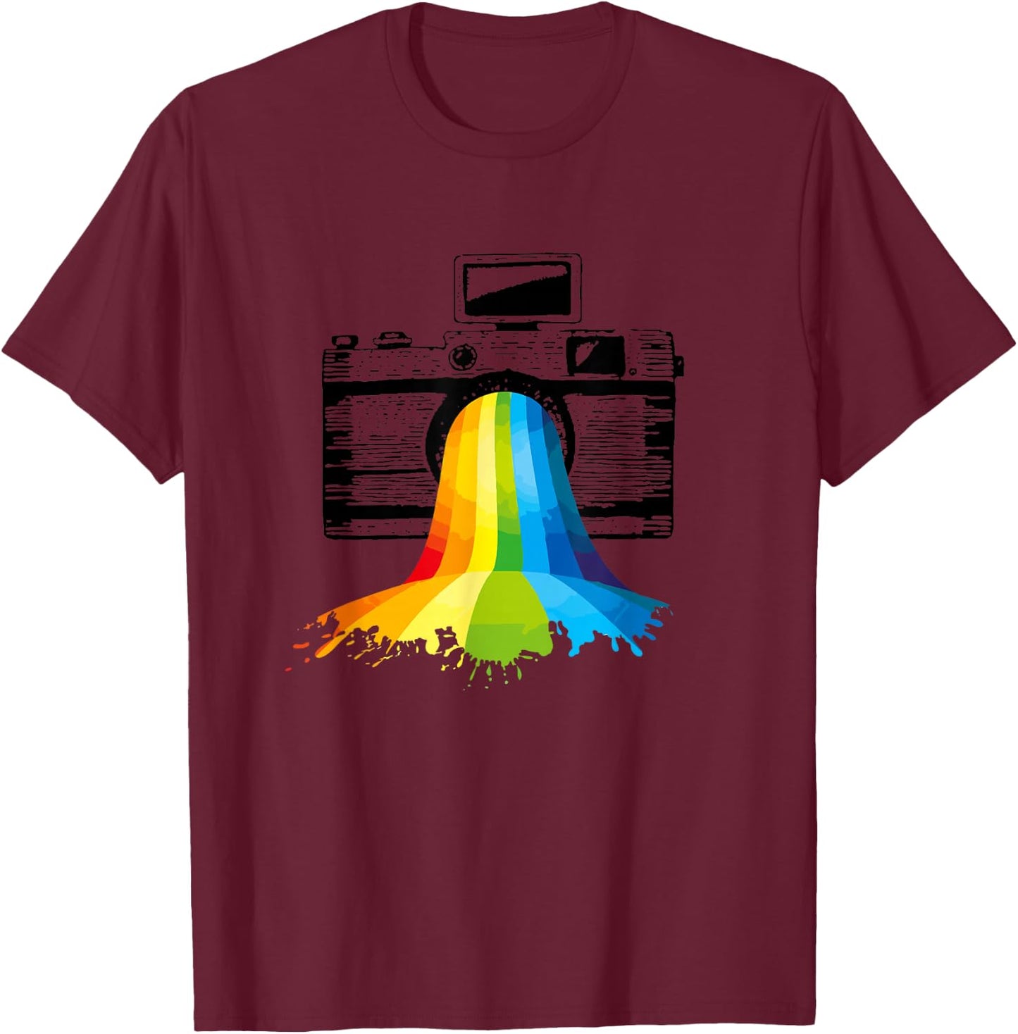 Photography Art Camera Rainbow Photographer Gift T-Shirt - T-Shirt | Maroon