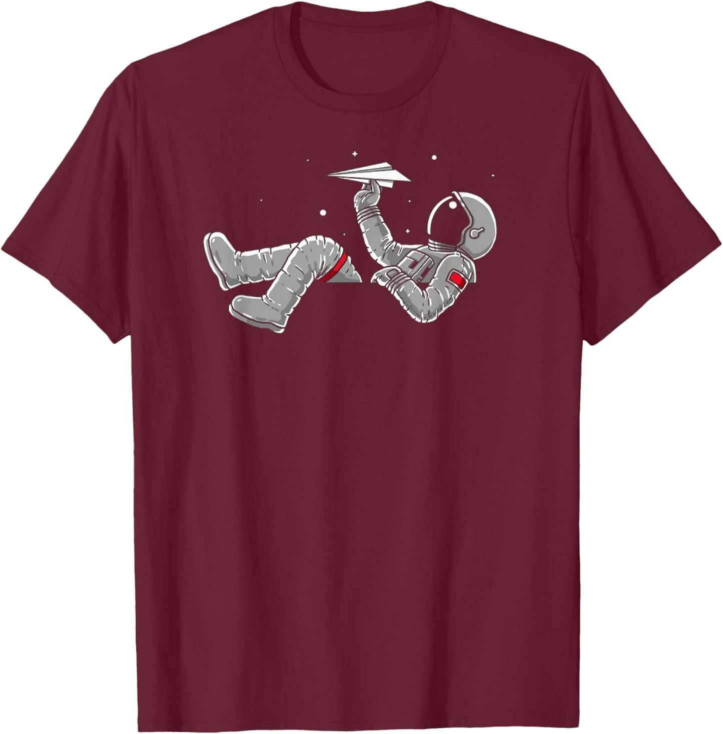 Relaxing Astronaut Throwing Paper Airplanes T-Shirt - T-Shirt | Maroon
