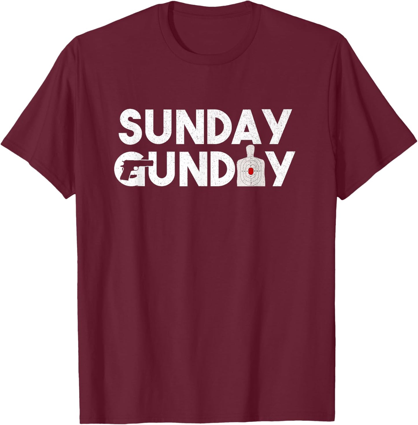 Sunday Gunday T Shirt Pro Gun Shooting Slogan Gifts T-Shirt - T-Shirt | Maroon