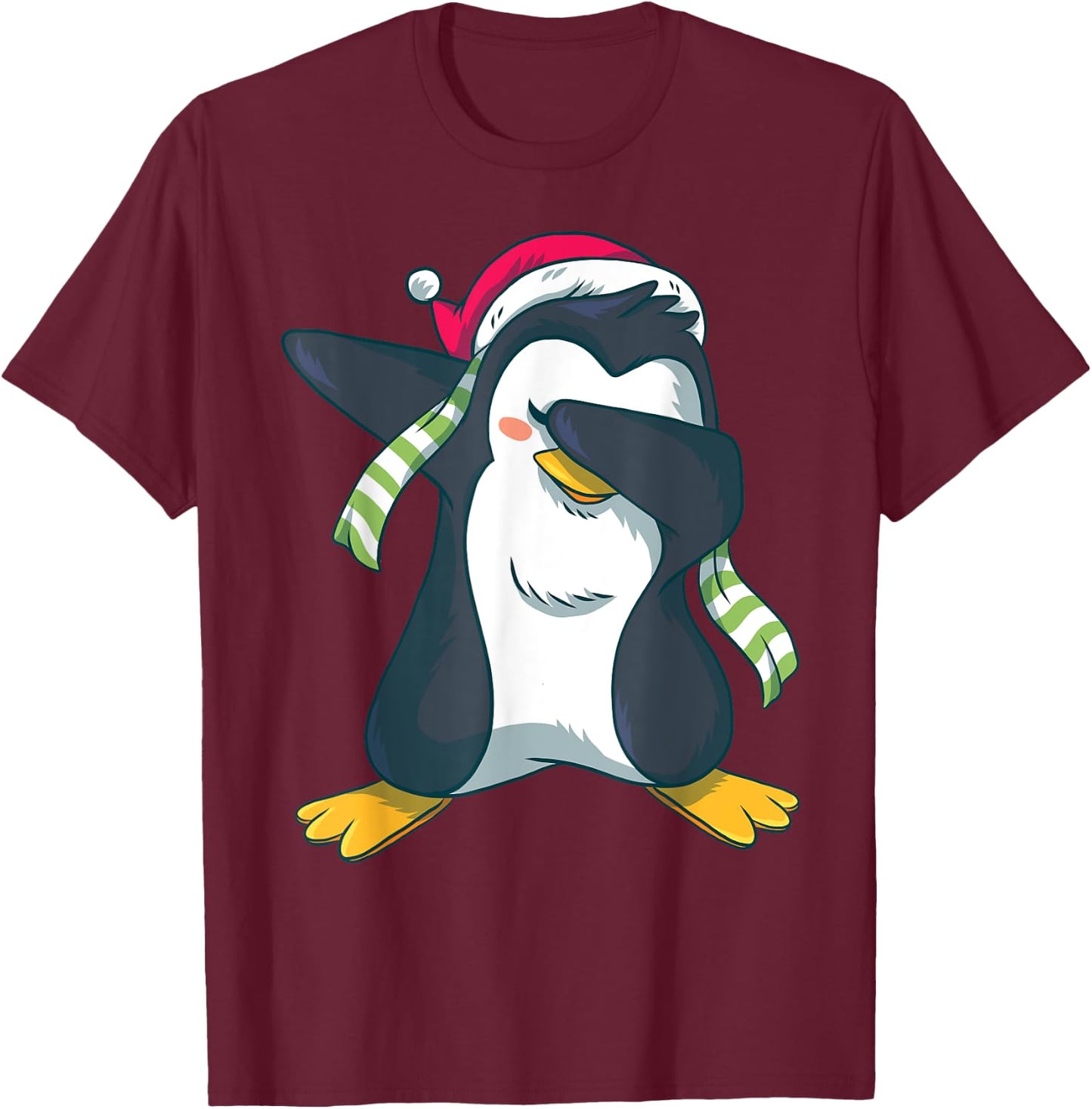 Christmas Pajama Penguin Dabbing Shirt Funny Family Pajamas T-Shirt - T-Shirt | Maroon