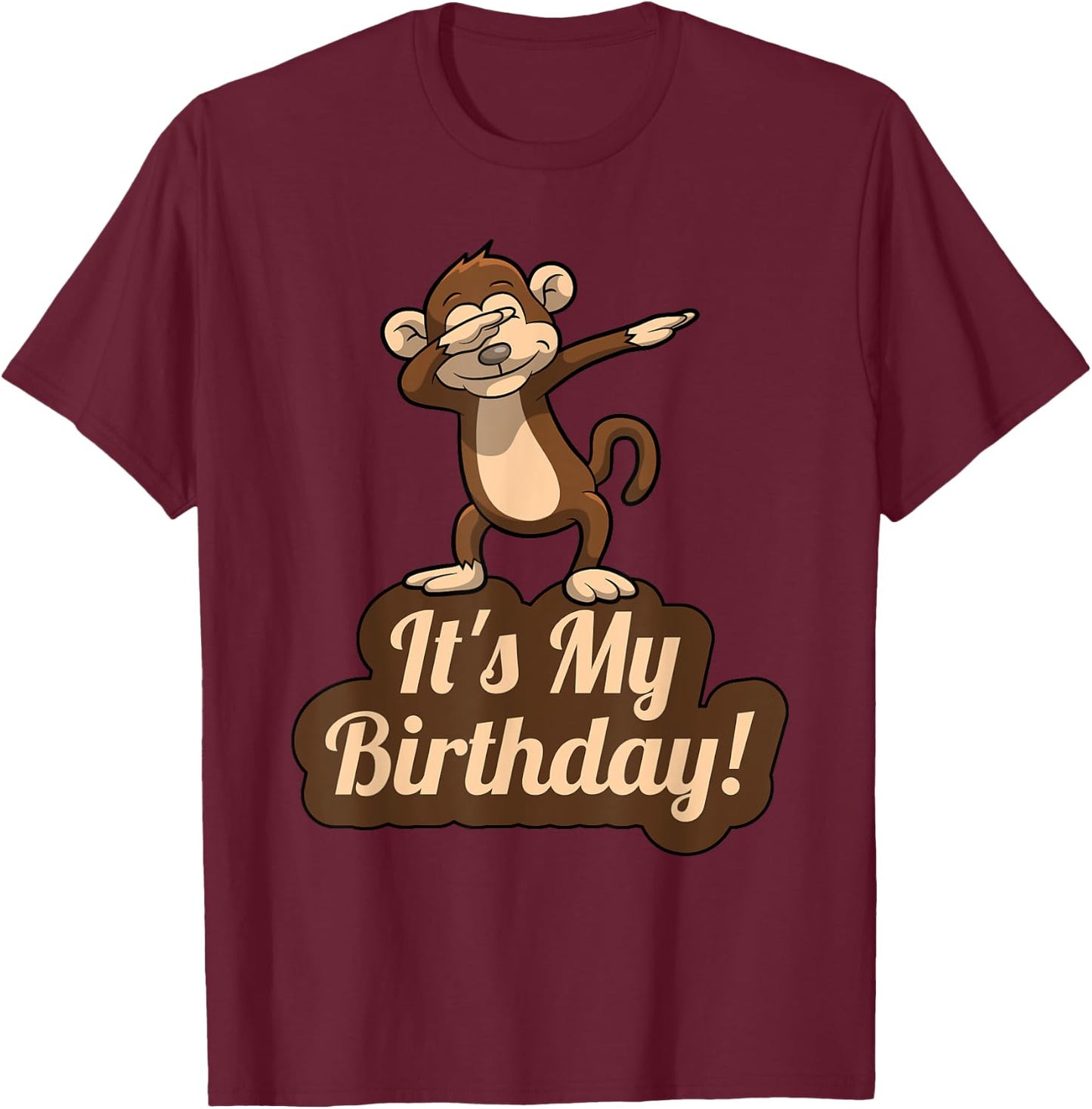 It's My Birthday Dabbing Monkey , Women, Kids T-Shirt - T-Shirt | Maroon