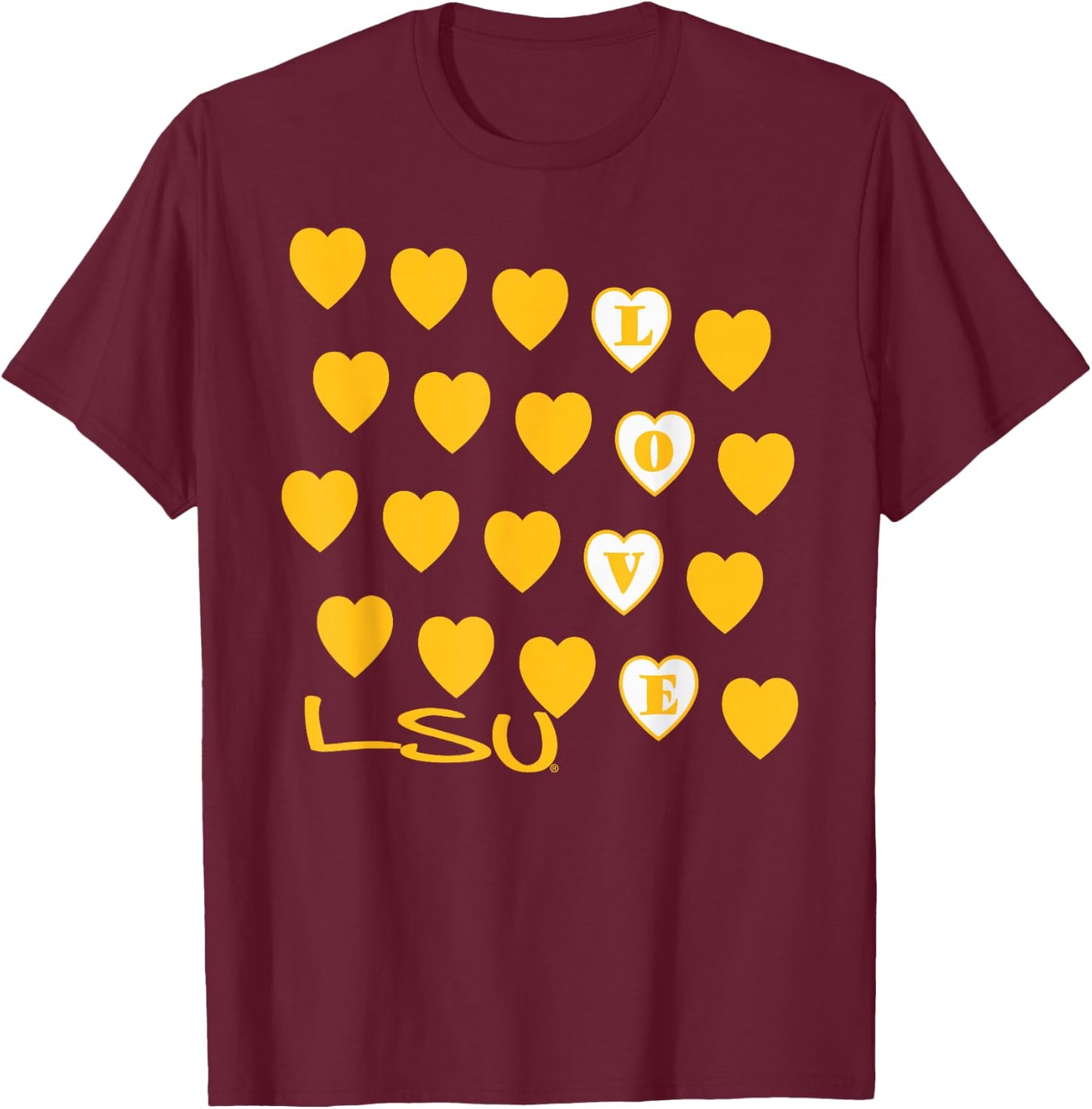 LSU Tigers Valentine Love Purple Officially Licensed T-Shirt - T-Shirt | Maroon