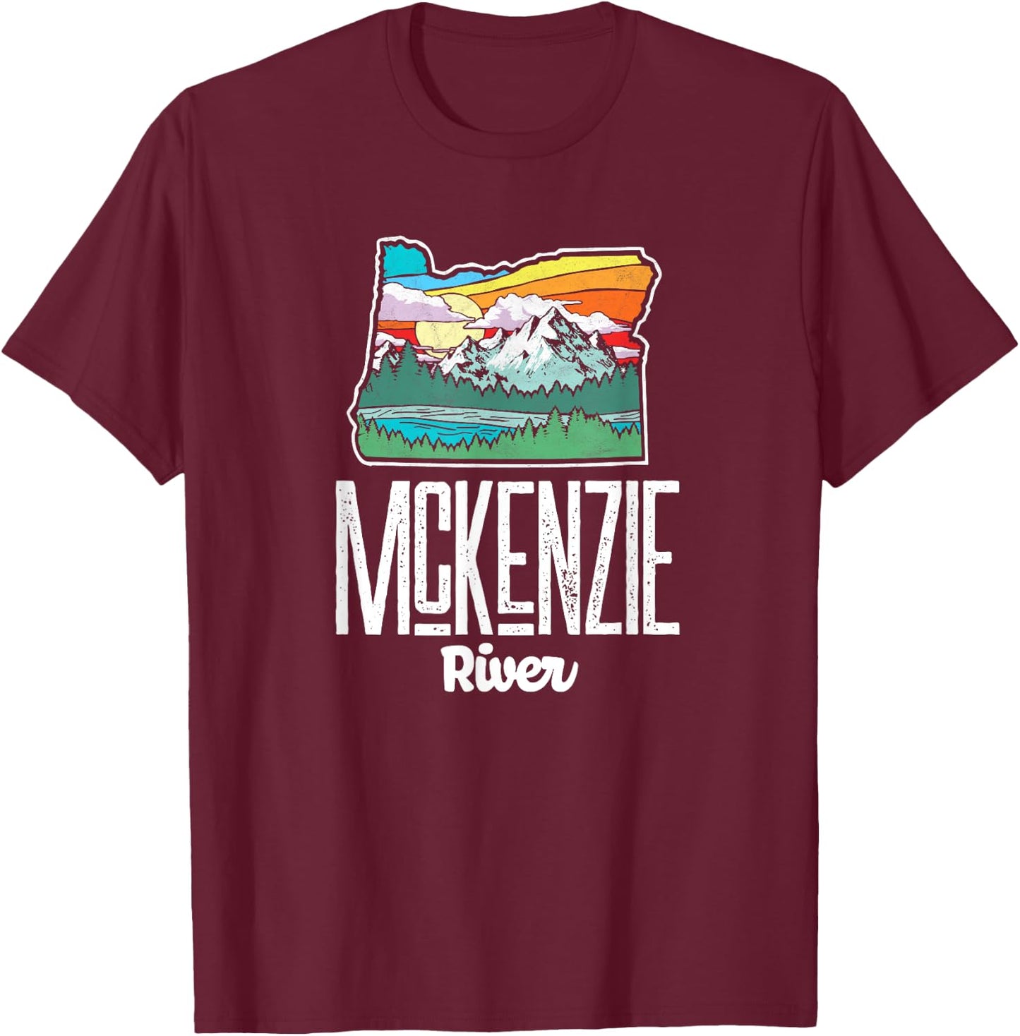 McKenzie River Vintage Oregon Nature & Outdoors Retro T-Shirt - T-Shirt | Maroon