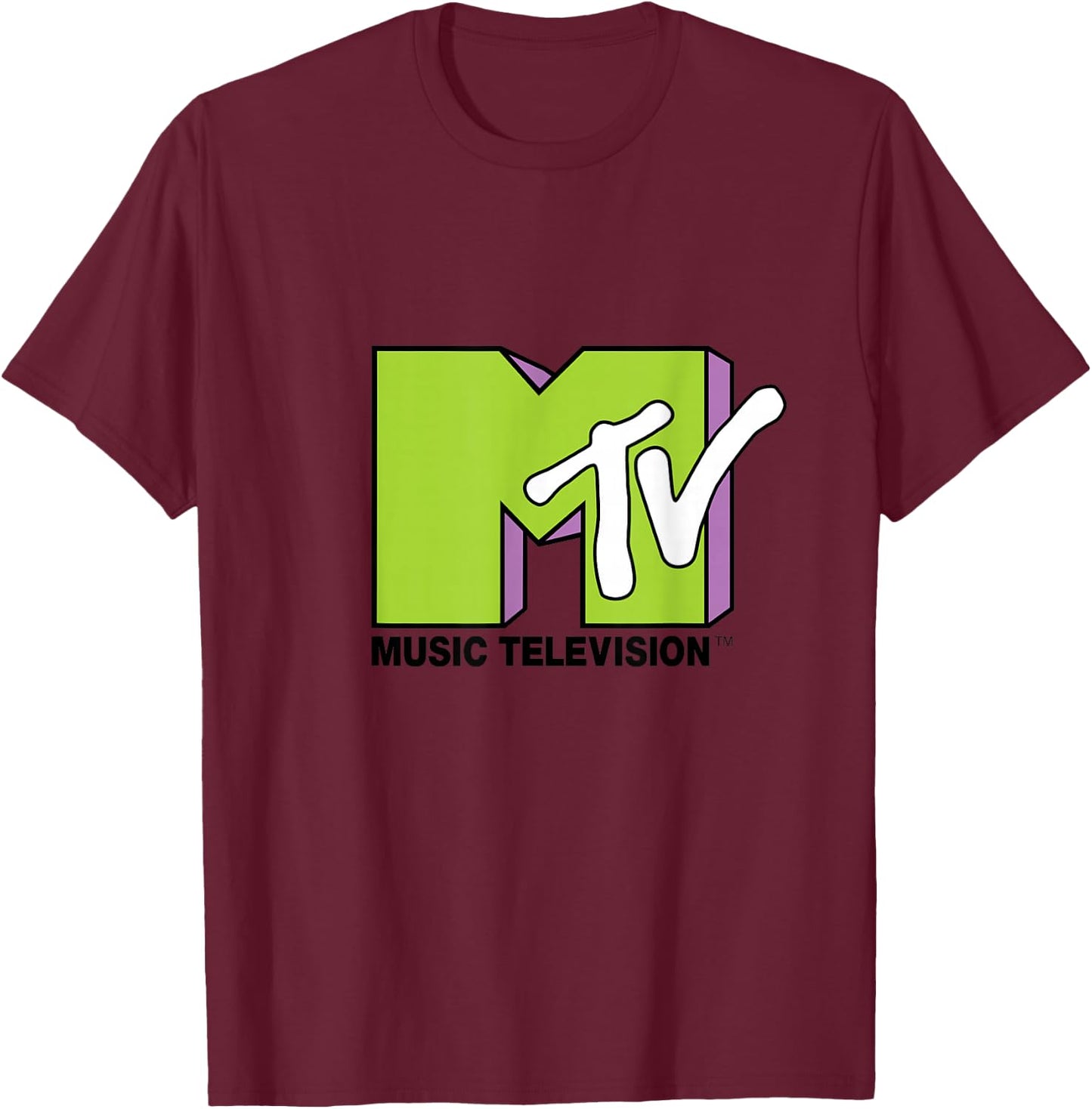 Lime Green and Purple MTV Logo Fill Treatment Small T-Shirt - T-Shirt | Maroon