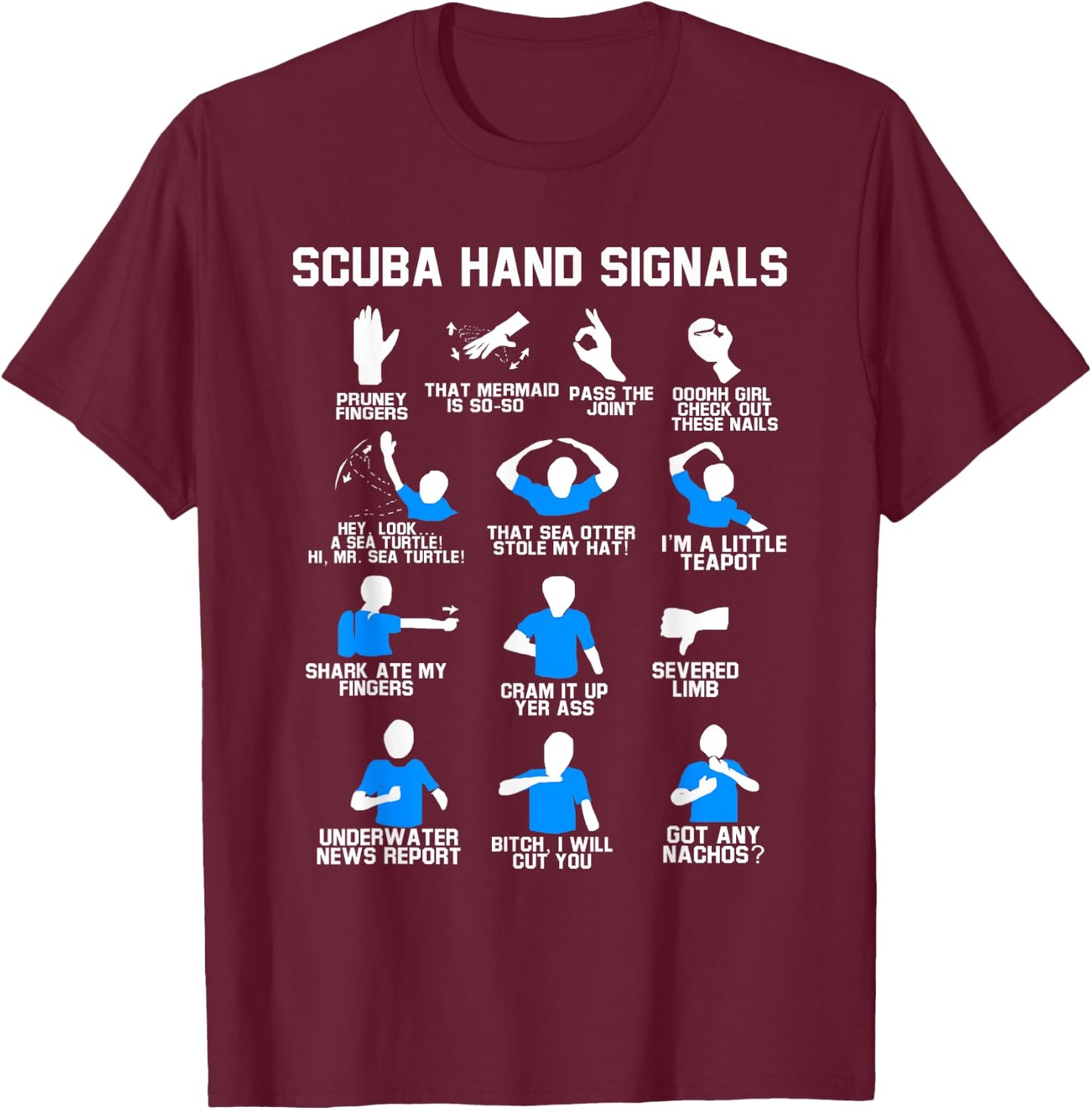Distressed Scuba Diving Speerfischen Freitauchen Diving Hand Sign Diver T-Shirt - T-Shirt | Maroon