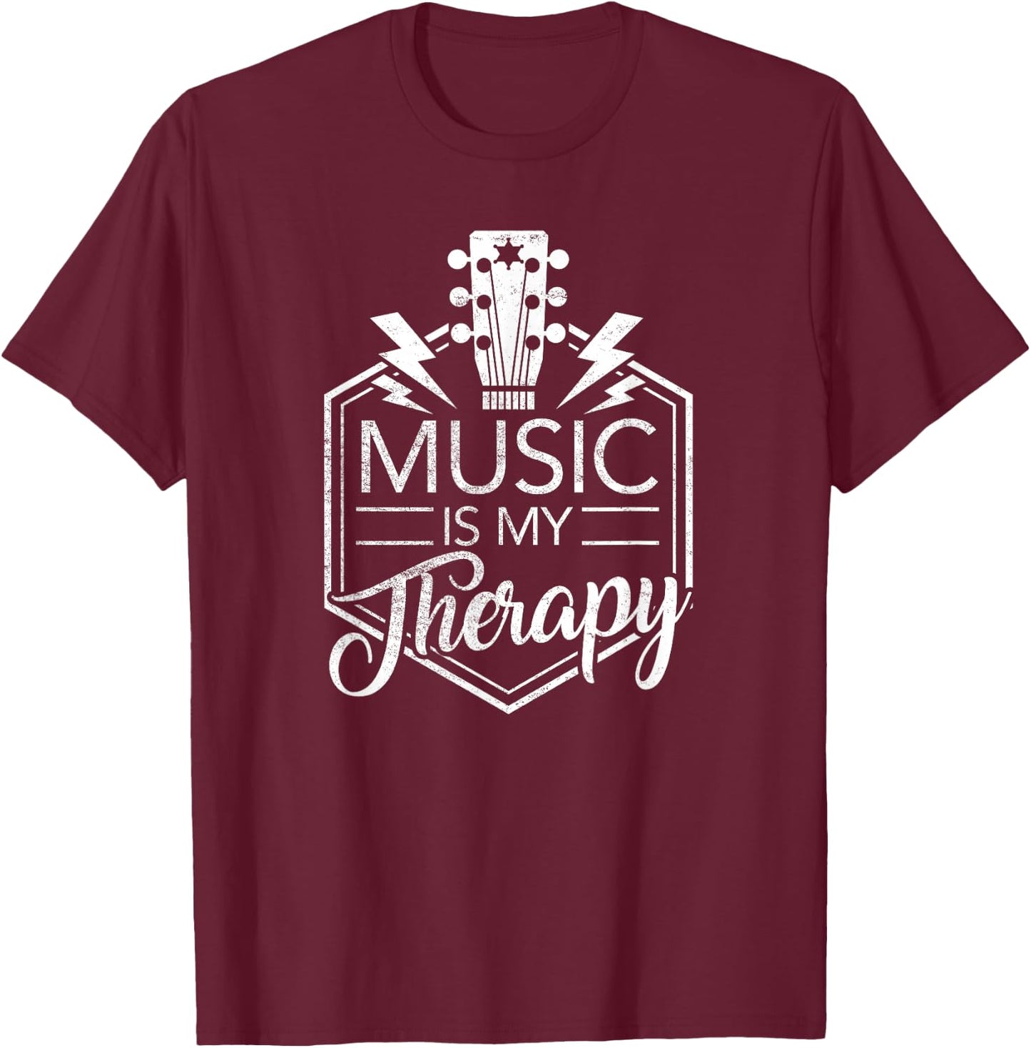 Music is My Therapy - Guitar Rock Music Gift T-Shirt - T-Shirt | Maroon