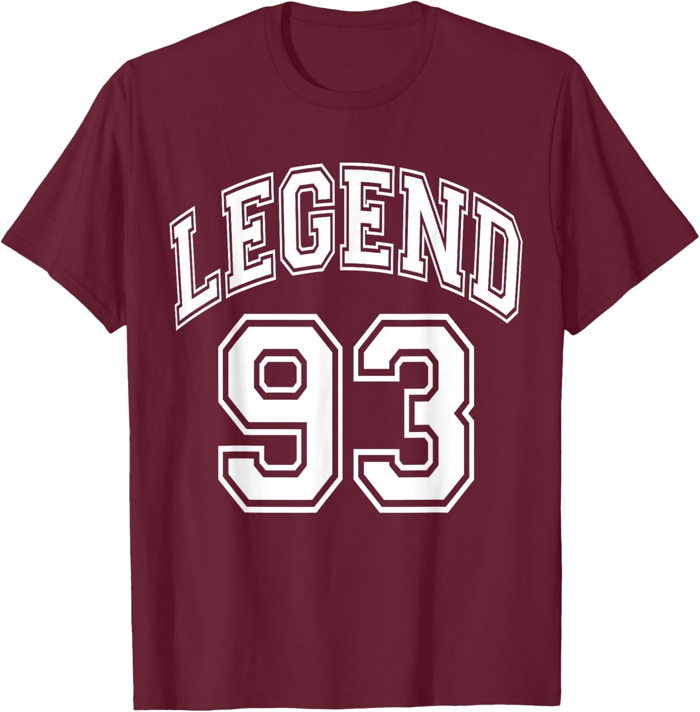 Legend 93 Years Old Number Team 93rd Birthday 1993 T-Shirt - T-Shirt | Maroon