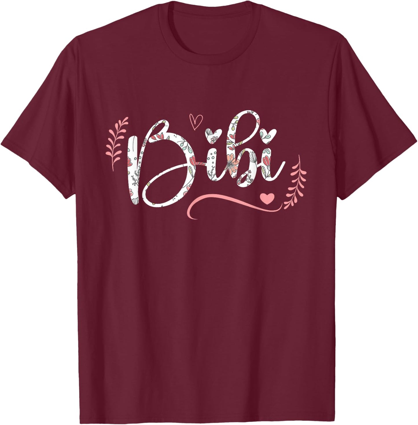Bibi Floral Grandma Christmas Mother's Day Grandparents T-Shirt - T-Shirt | Maroon