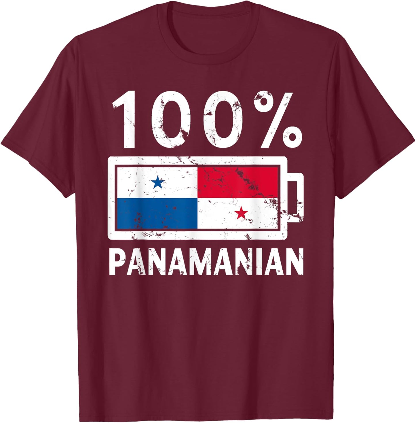 Panama Flag | 100% Panamanian Battery Power T-Shirt - T-Shirt | Maroon