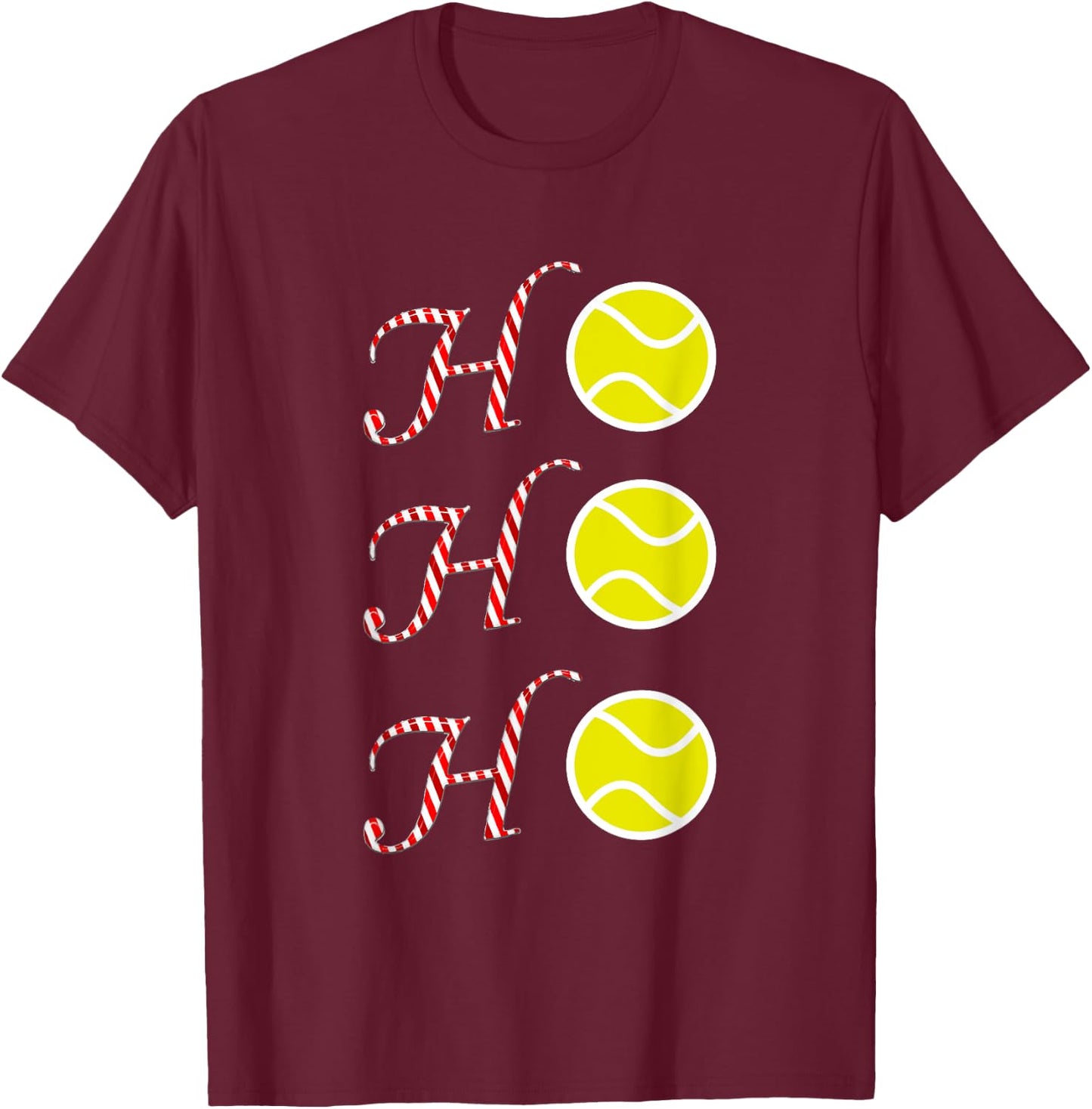 Tennis Christmas T shirt -Sports Ho Ho Ho Holiday Tennis T-Shirt - T-Shirt | Maroon
