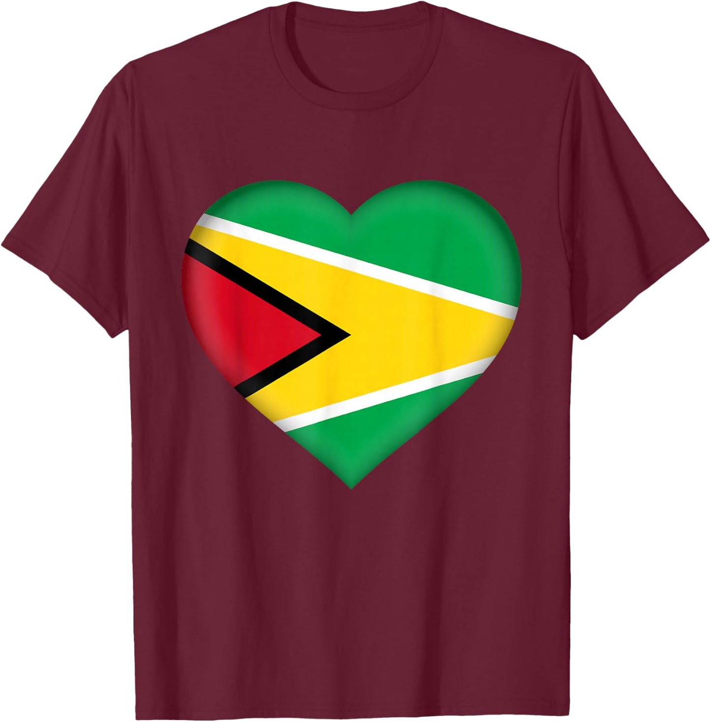 I Love Guyana | Guyanese Flag Heart Outfit T-Shirt - T-Shirt | Maroon