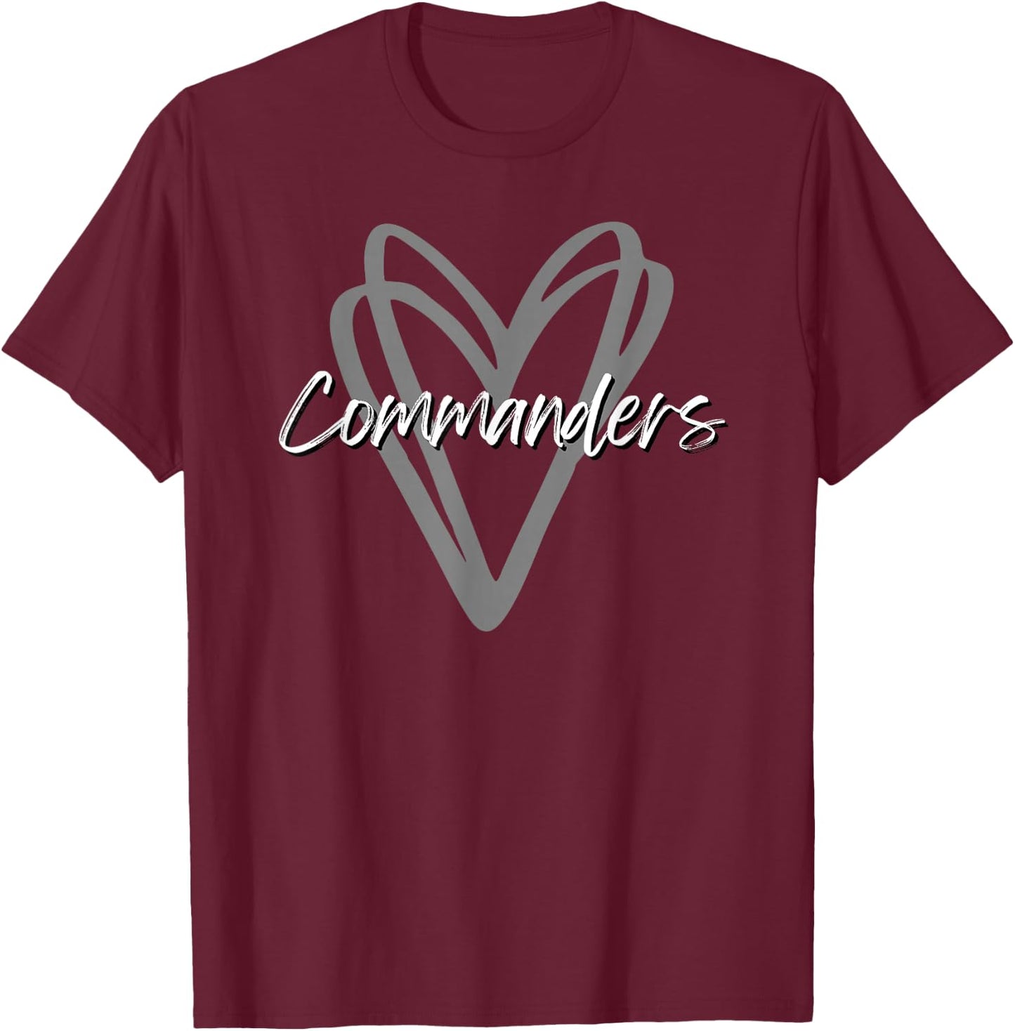 Commanders Washington County Heart Doodle HS T-Shirt - T-Shirt | Maroon