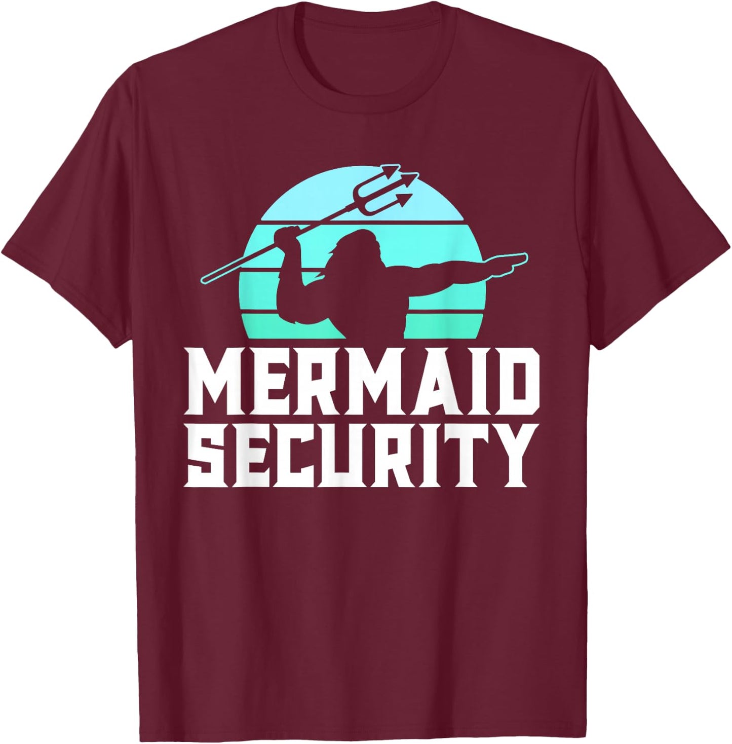 Mermaid Security Vintage Water Polo Shirts Men Swim Gift T-Shirt - T-Shirt | Maroon