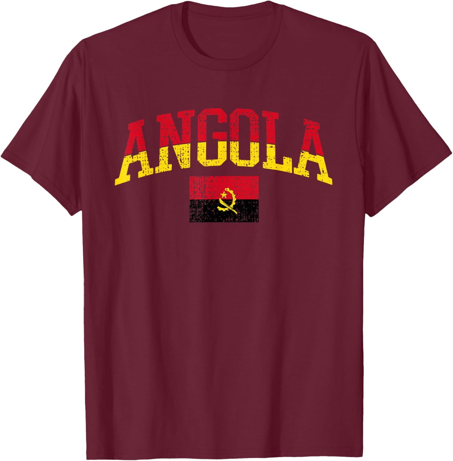 Angola Patriotic Angolan National Flag T-Shirt - T-Shirt | Maroon