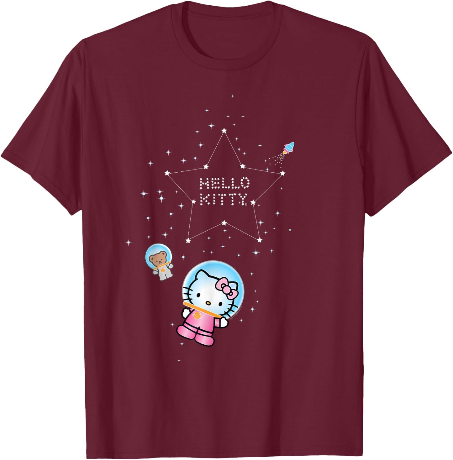 Hello Kitty Constellation Stars Astronaut T-Shirt - T-Shirt | Maroon