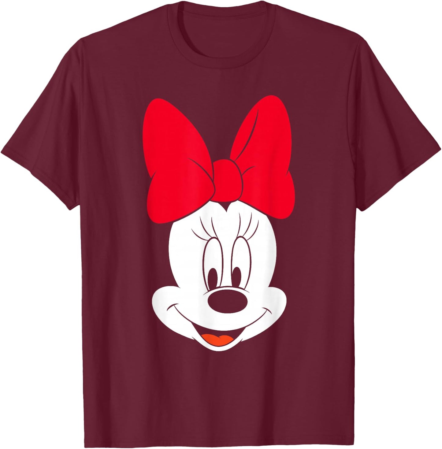 Disney Minnie Mouse Big Face T-Shirt - T-Shirt | Maroon