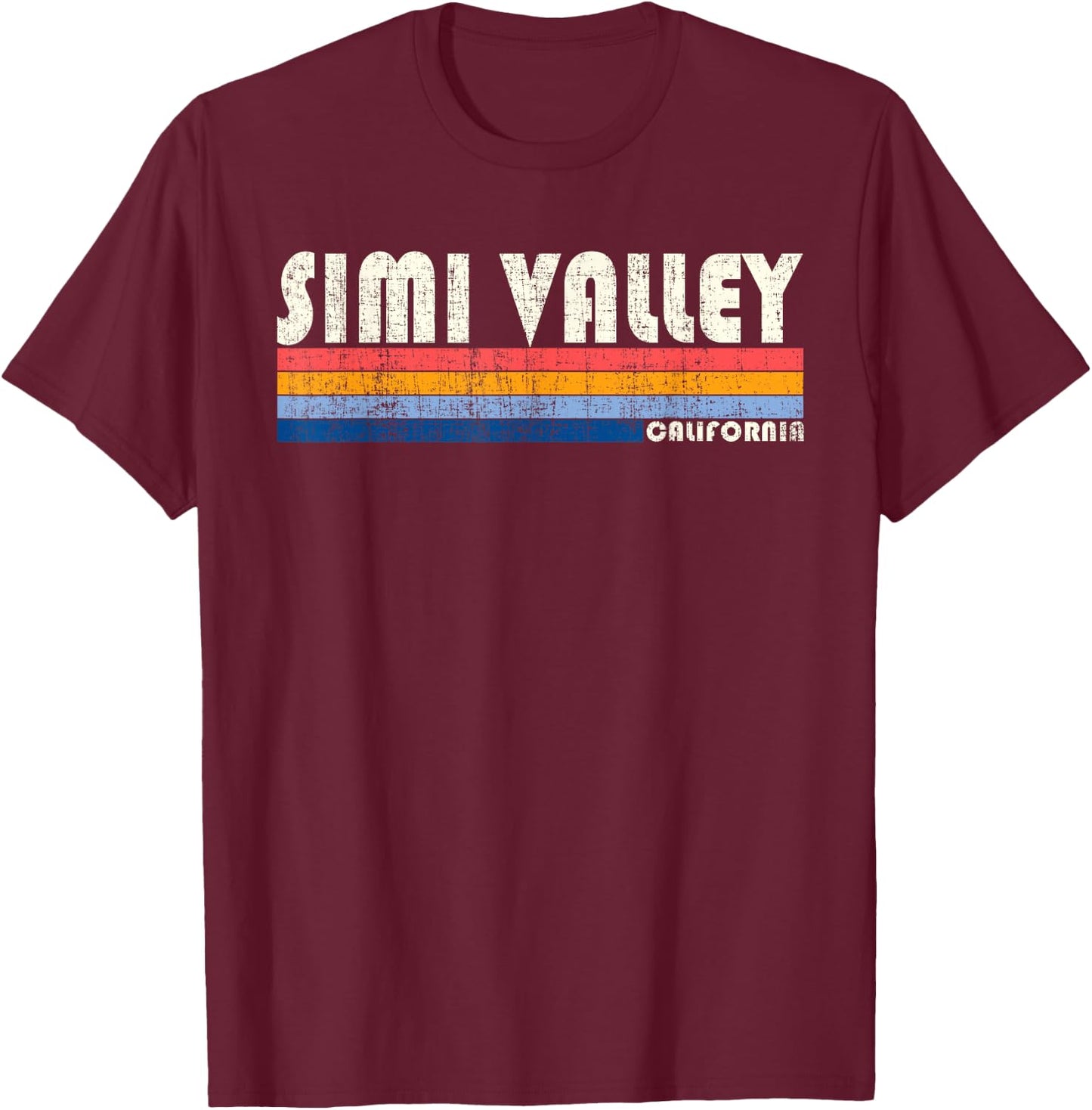 Vintage 70s 80s Style Simi Valley CA T-Shirt - T-Shirt | Maroon