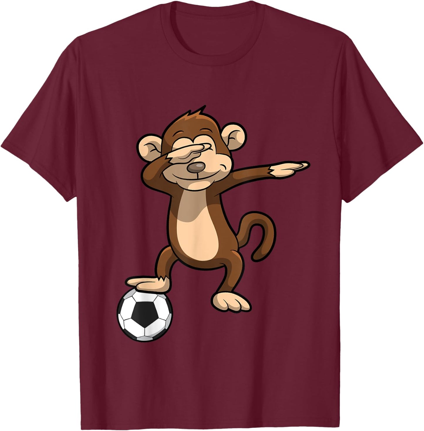 Dabbing Soccer Monkey Dab T-Shirt - T-Shirt | Maroon