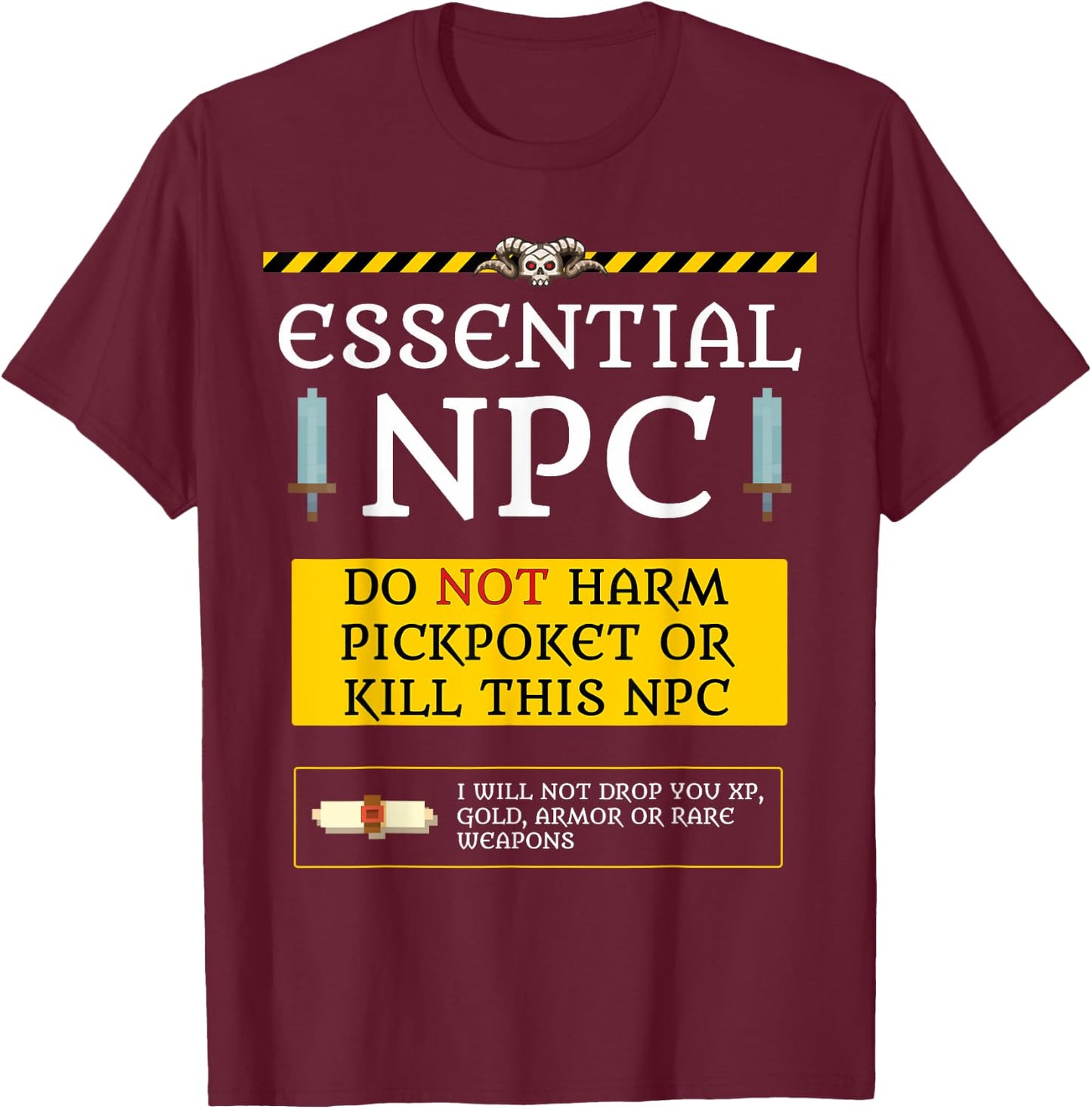 Funny Essential NPC Do Not Harm Humor Shirt T-Shirt - T-Shirt | Maroon