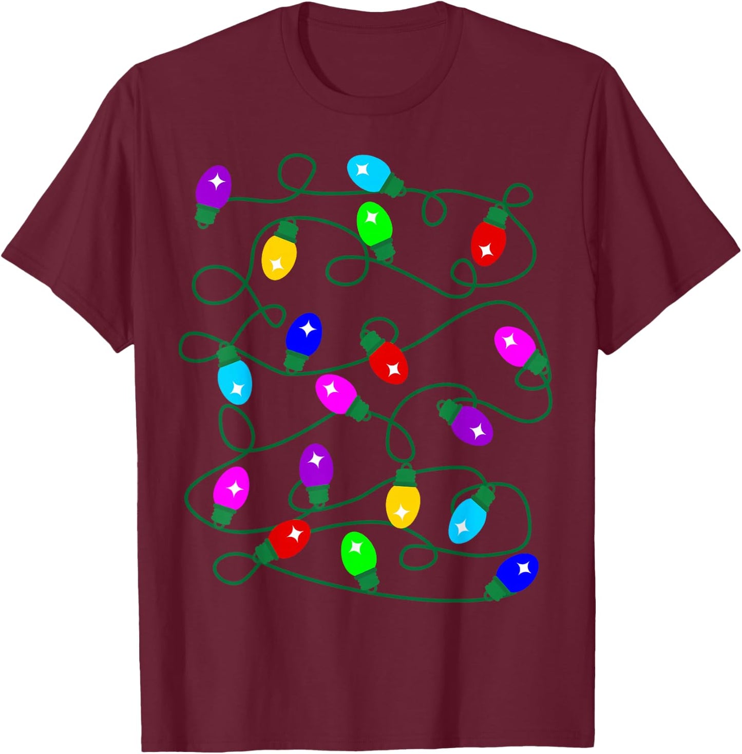 My Favorite Color is Christmas Lights Funny Pajama Xmas T-Shirt - T-Shirt | Maroon