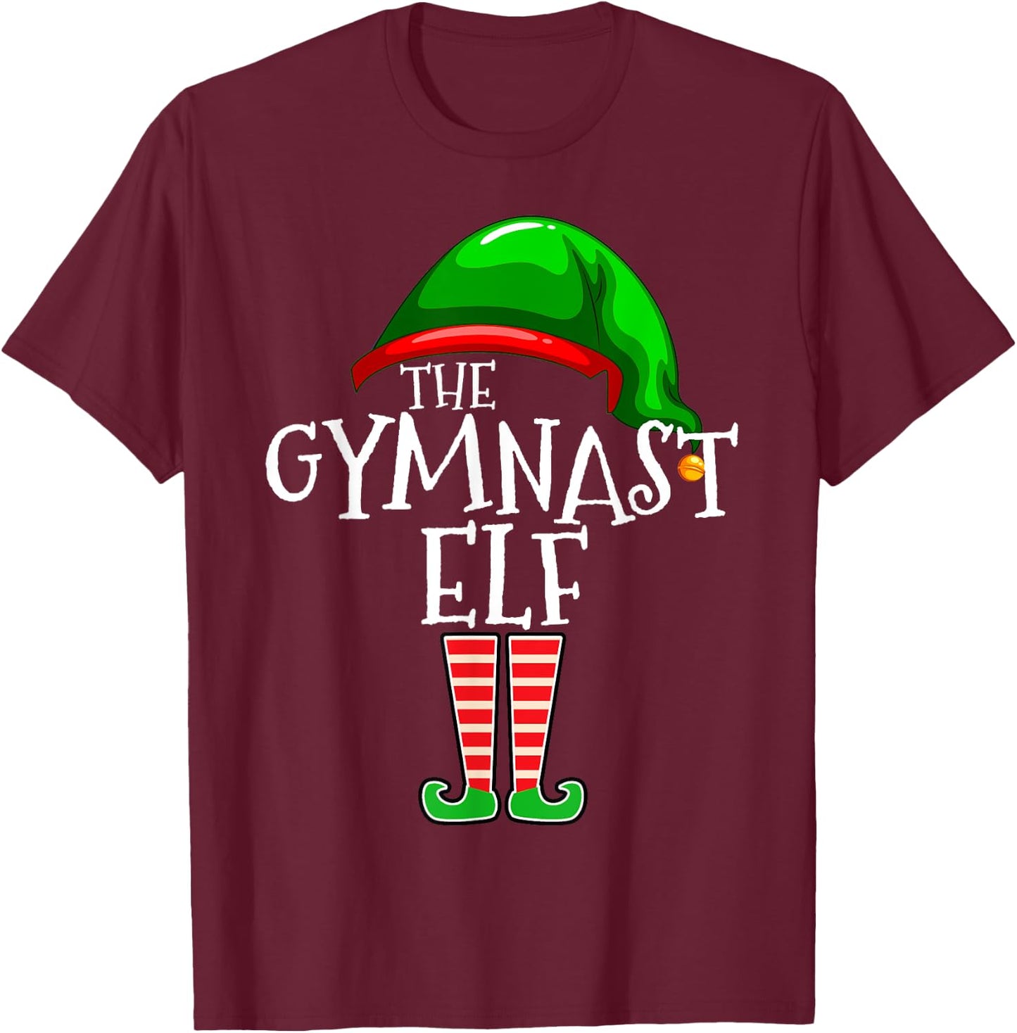 Gymnast Elf Group Matching Family Christmas Gift Gymnastics T-Shirt - T-Shirt | Maroon