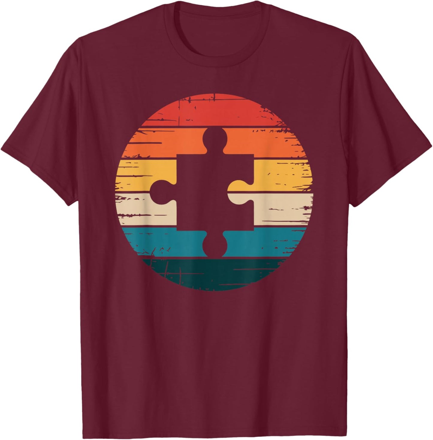 Vintage Jigsaw Puzzle T-Shirt - T-Shirt | Maroon