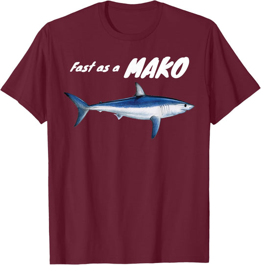 Fast as a Mako Speed Sharks Ocean Awareness T-Shirt - T-Shirt | Maroon