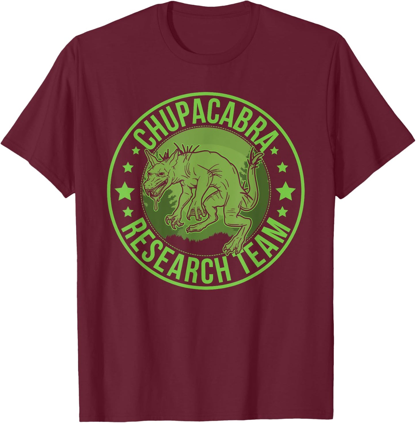 Chupacabra Hide & Seek Research Team Champion Cryptid T-Shirt - T-Shirt | Maroon
